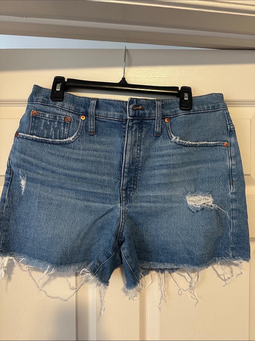 Madewell Light Blue Distressed Denim Cutoff Shorts